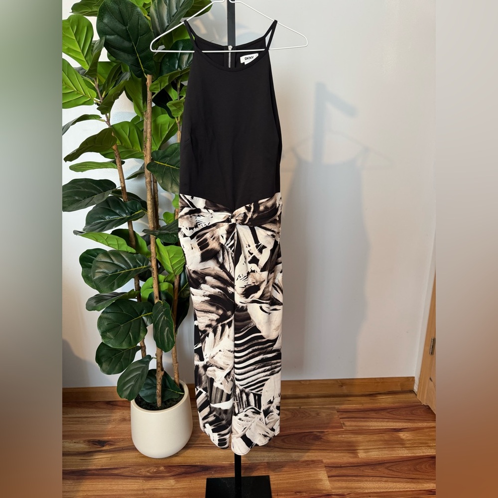 DKNY Black & White Printed Dress